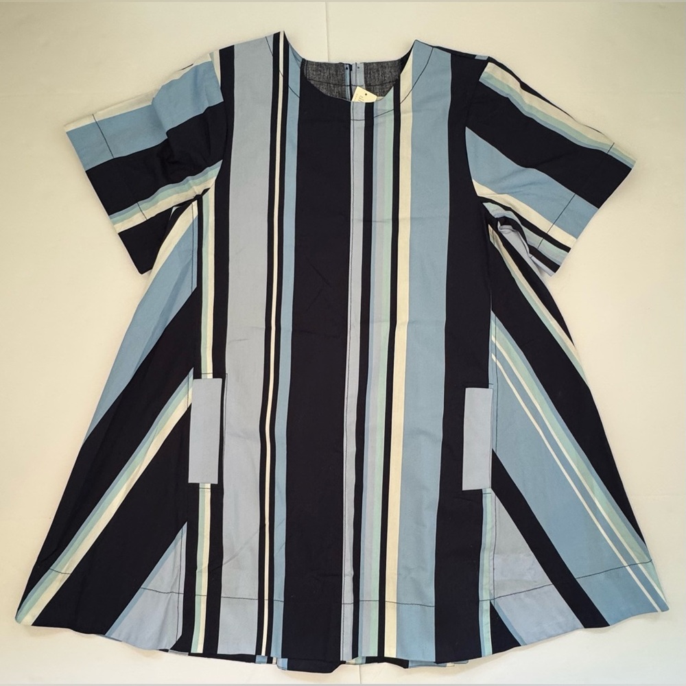 Anthropologie ‘The Emmy’ Short-Sleeve Swing Mini Dress by Maeve - Blue XS - Picture 4 of 10